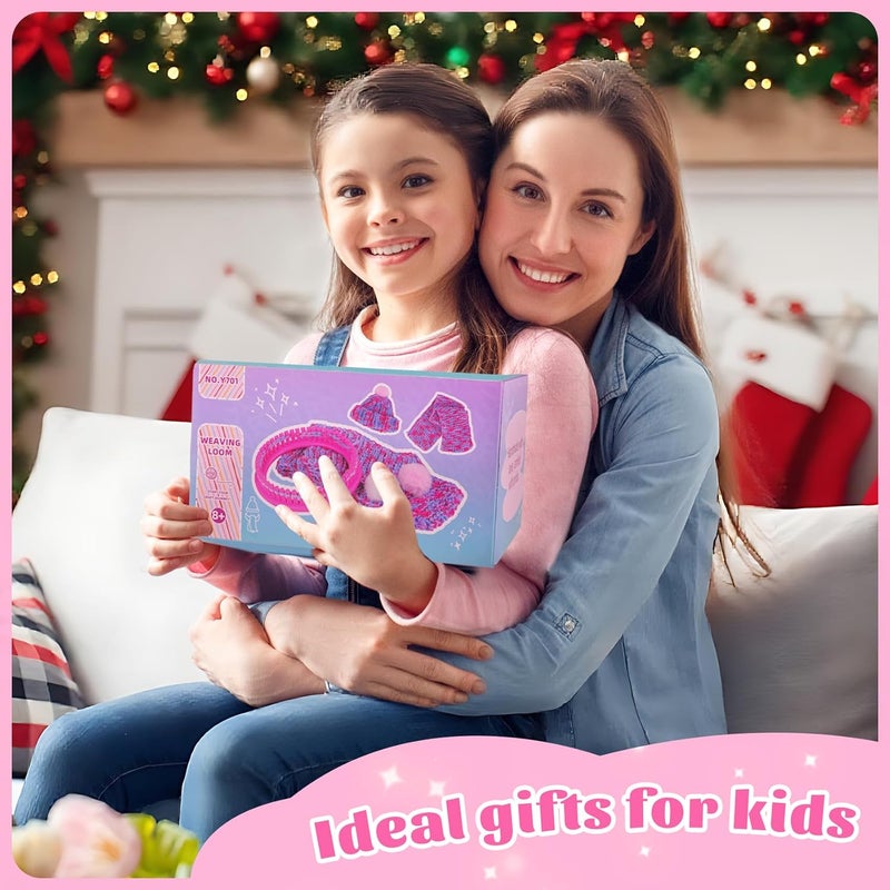 PREBOX Knitting Loom Craft Kit for Kids & Beginners - Create Hat & Scraf with Yarn, Hook Needle, Ideal Birthday Christmas Gifts for Teens Girls Age 6-8 8-12 14+, Rose Loom - Image 2